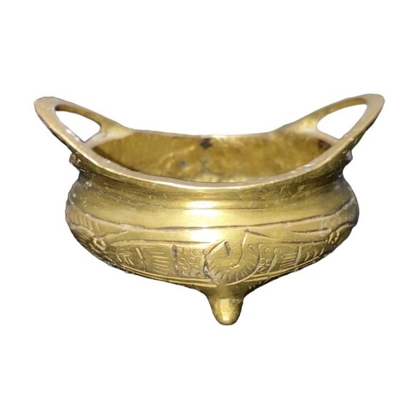 Brass Decorative Incense Bowl Ashtray & Bell Stand - Picture 16 of 16